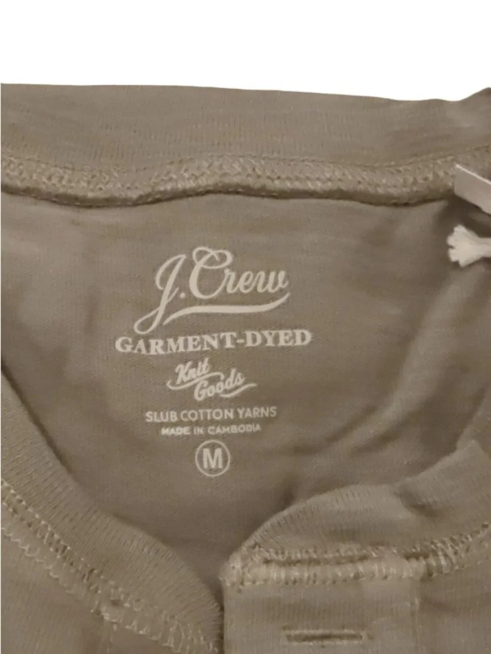 J. Crew Men's Garment Dyed Green Medium Short Sleeve Henley Shirt 100 Cotton New